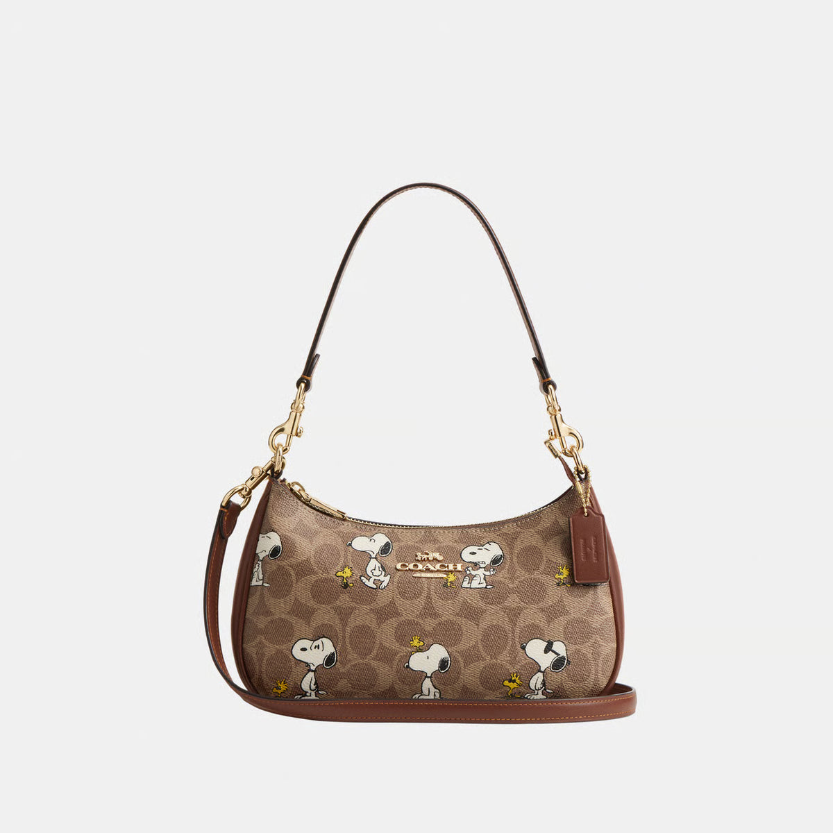 Brown Shoulder Bag With Snoopy