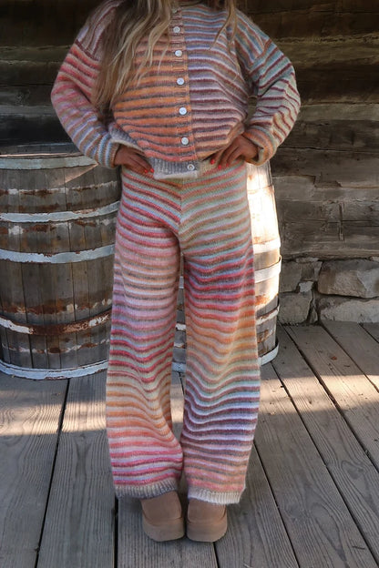 Autumn Air Stripe Cardigan & Pants Set
