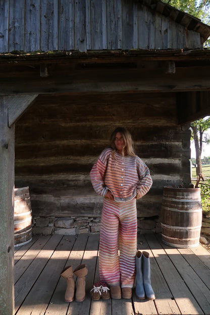 Autumn Air Stripe Cardigan & Pants Set