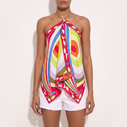 Iride Print Scarf Chain Top
