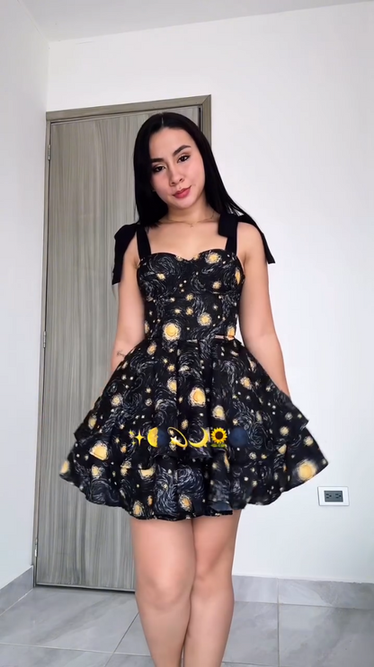 Cosmic Bloom Corset Dress