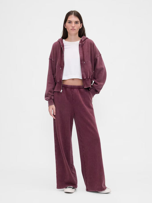 Burgundy  Vintage Soft Zip-up-Hoodie & Pant Set