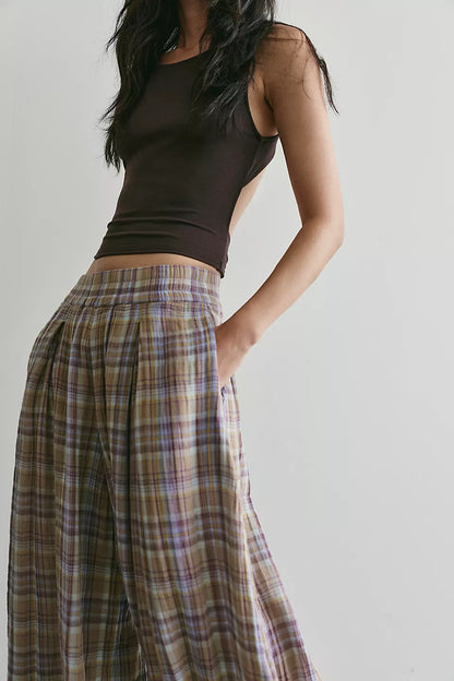 Moonflower Plaid Balloon Pants