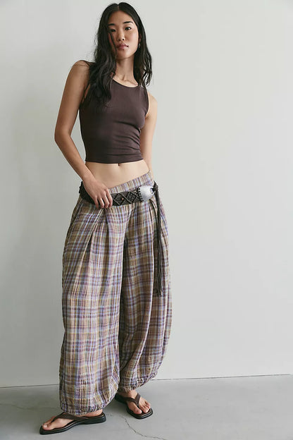 Moonflower Plaid Balloon Pants