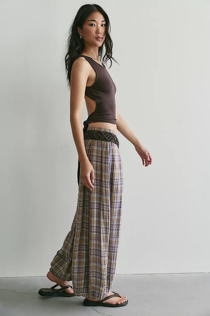 Moonflower Plaid Balloon Pants