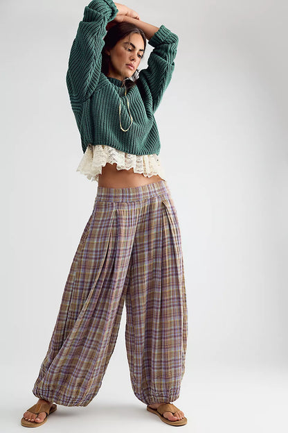 Moonflower Plaid Balloon Pants