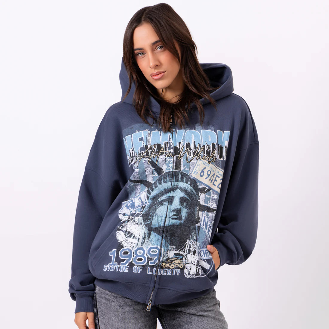 Vintage NEW YORK Zip Hoodie