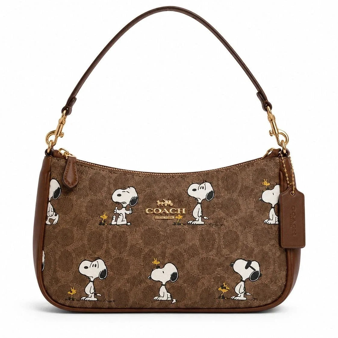 Brown Shoulder Bag With Snoopy