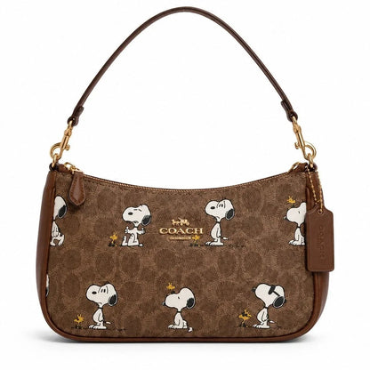 Brown Shoulder Bag With Snoopy