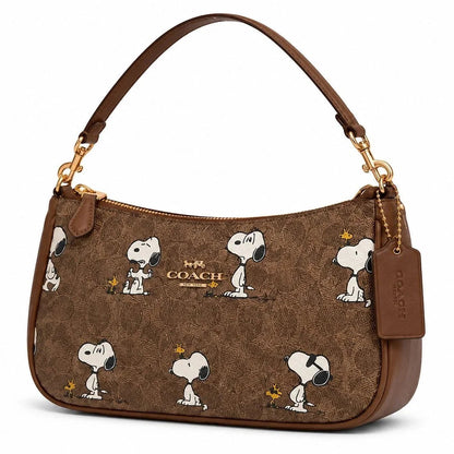Brown Shoulder Bag With Snoopy