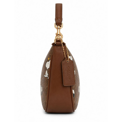 Brown Shoulder Bag With Snoopy