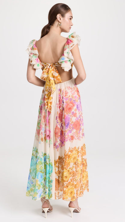 Raie Frill Shoulder Midi Dress